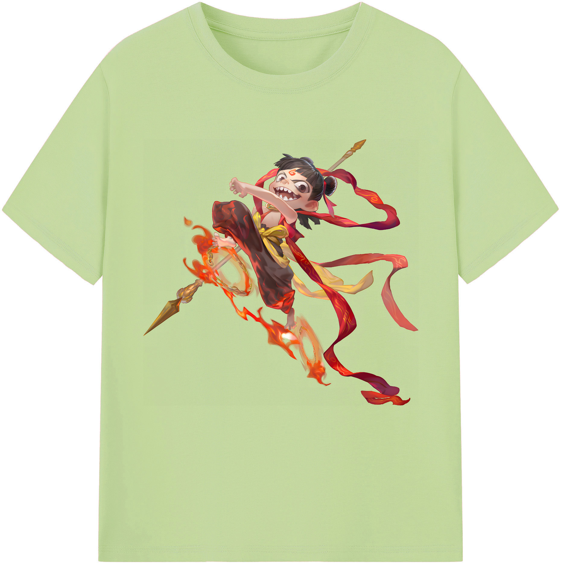 （画像用） Ne Zha 2 ナタ 魔童の大暴れ 綿100％半袖Tシャツ（フロントプリント）